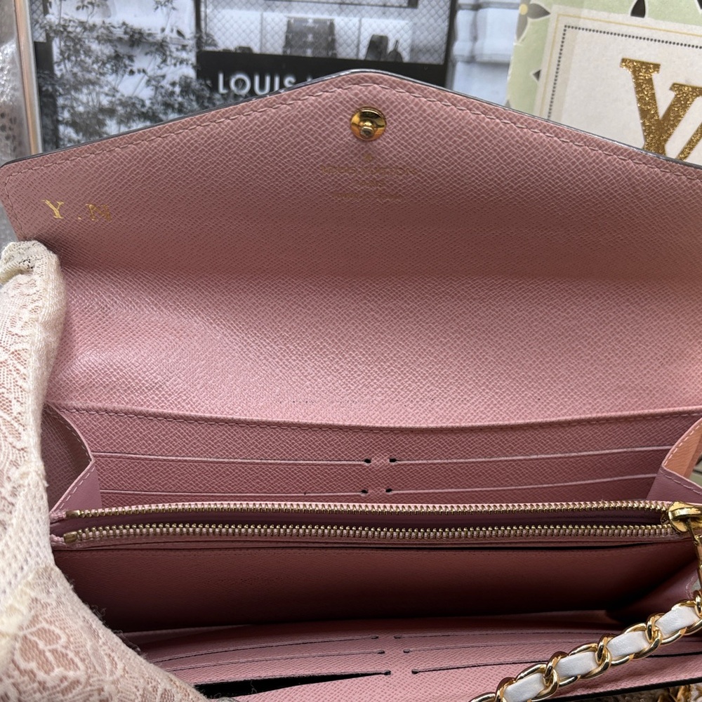 Louis Vuitton🌼Brown & Pink🩷 Interior Damier Ebene long Sarah Wallet-EUC - Picture 5 of 11